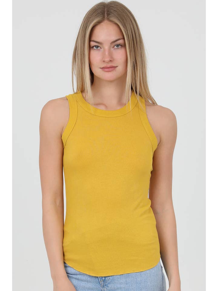 ANGIE - Wholesale Tank Top - Women's - X2DF0-ASIS RIB KNIT TANK WITH ROUNDED HEM9