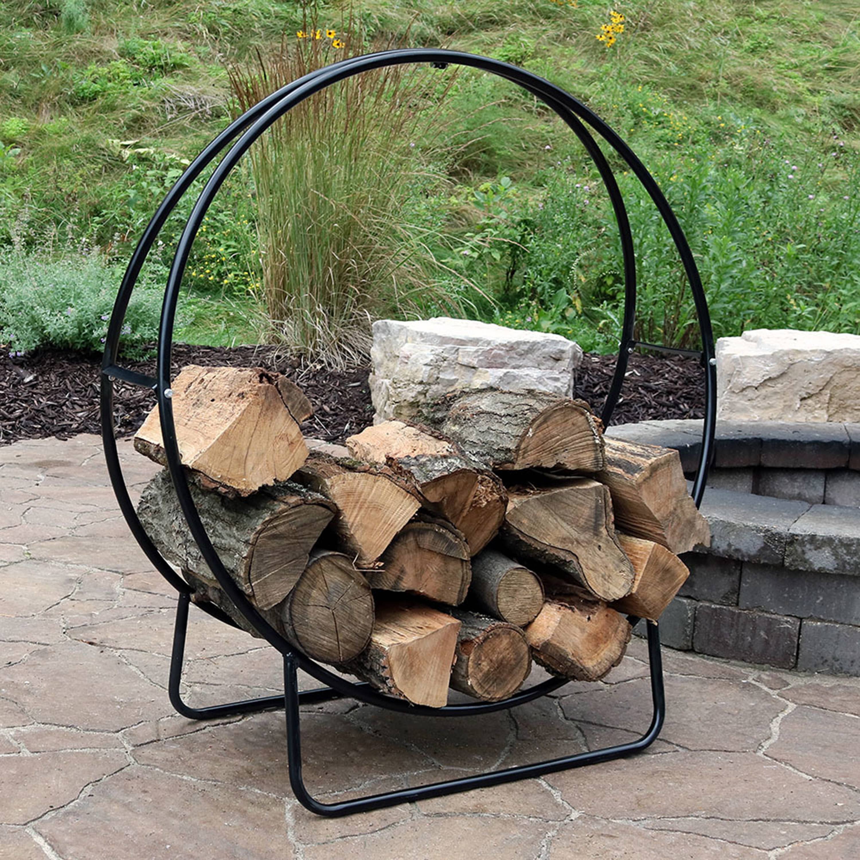 Sunnydaze Decor - Wholesale Fire Pit - 40 in Steel Indoor/Outdoor Firewood Log Hoop Rack7