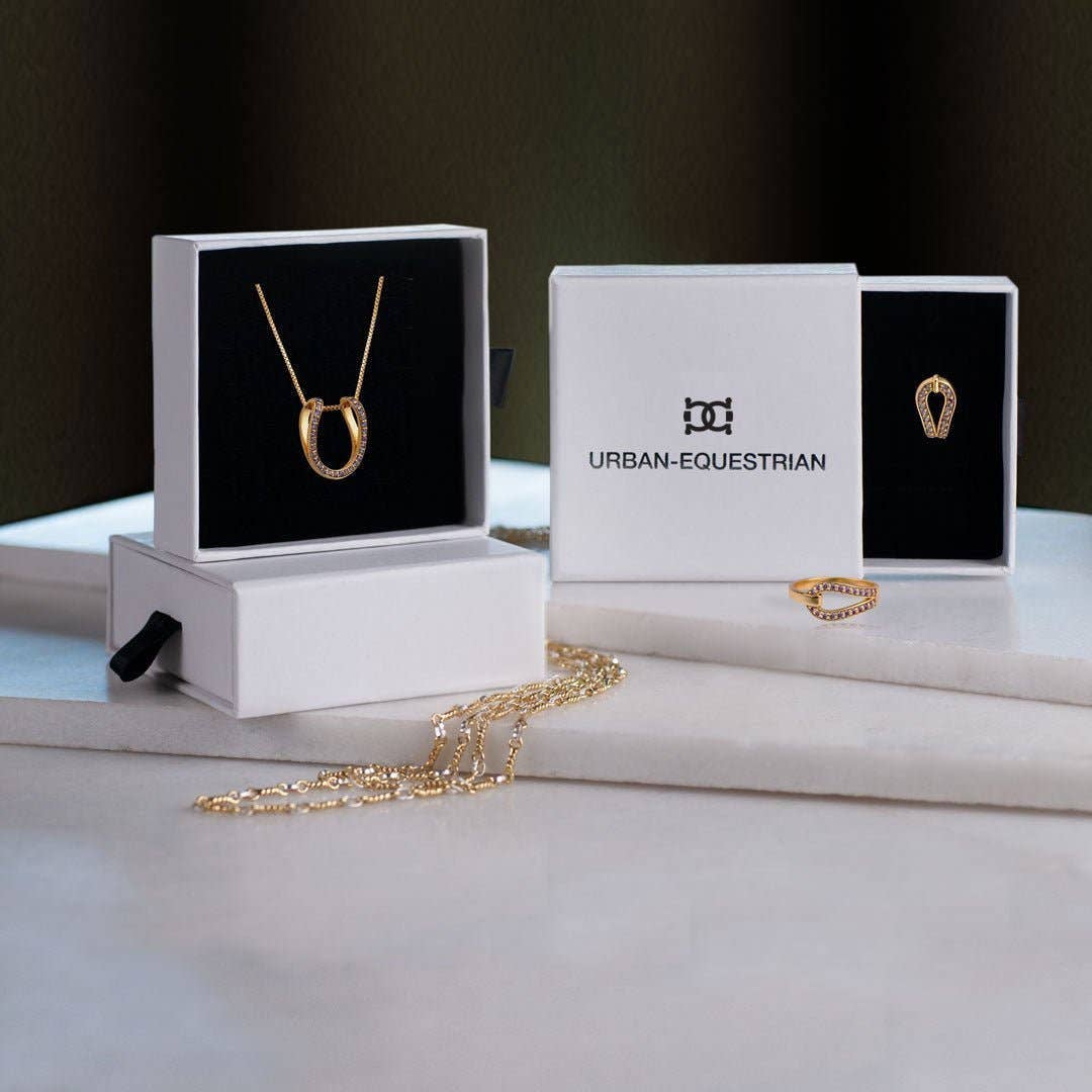 URBAN-EQUESTRIAN – wholesale Hoop earrings – Levade - Moissanite Black Stone 14K Gold vermeil Horseshoe Earring5