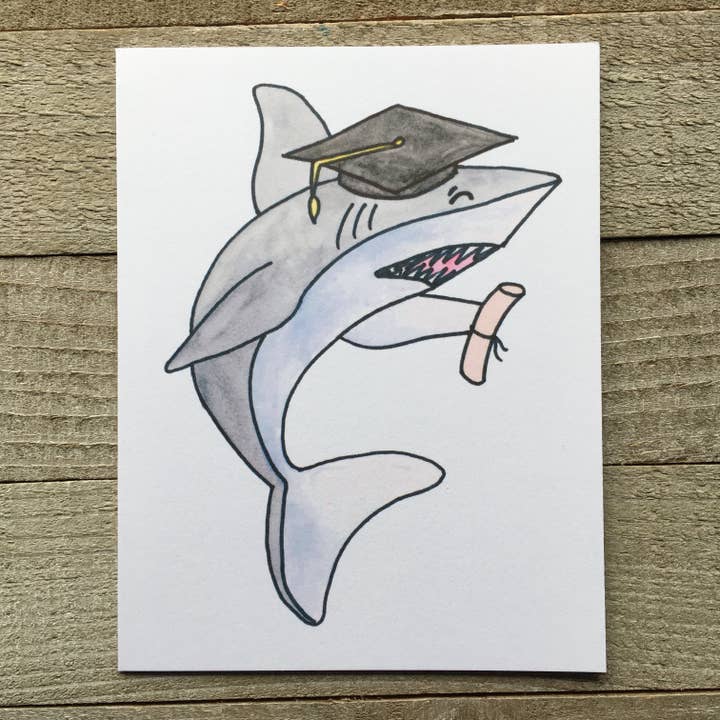 Shark Graduation Card for wholesale by Ink Delights
