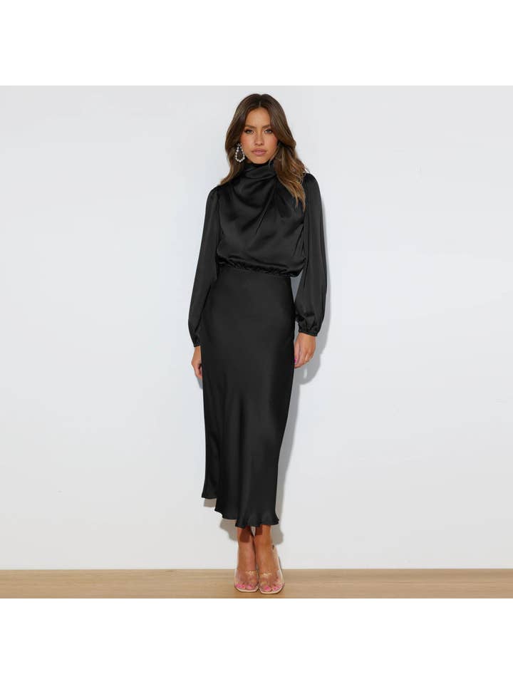 Sweetkama - Wholesale Dress - Women's - Ladies Elegant Satin Party Daily Midi Dress GQTG3