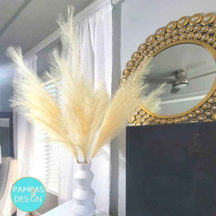 Pampas Design - Wholesale Dried/pressed flowers - White Pampas Grass Artificial Faux 45" Tall2