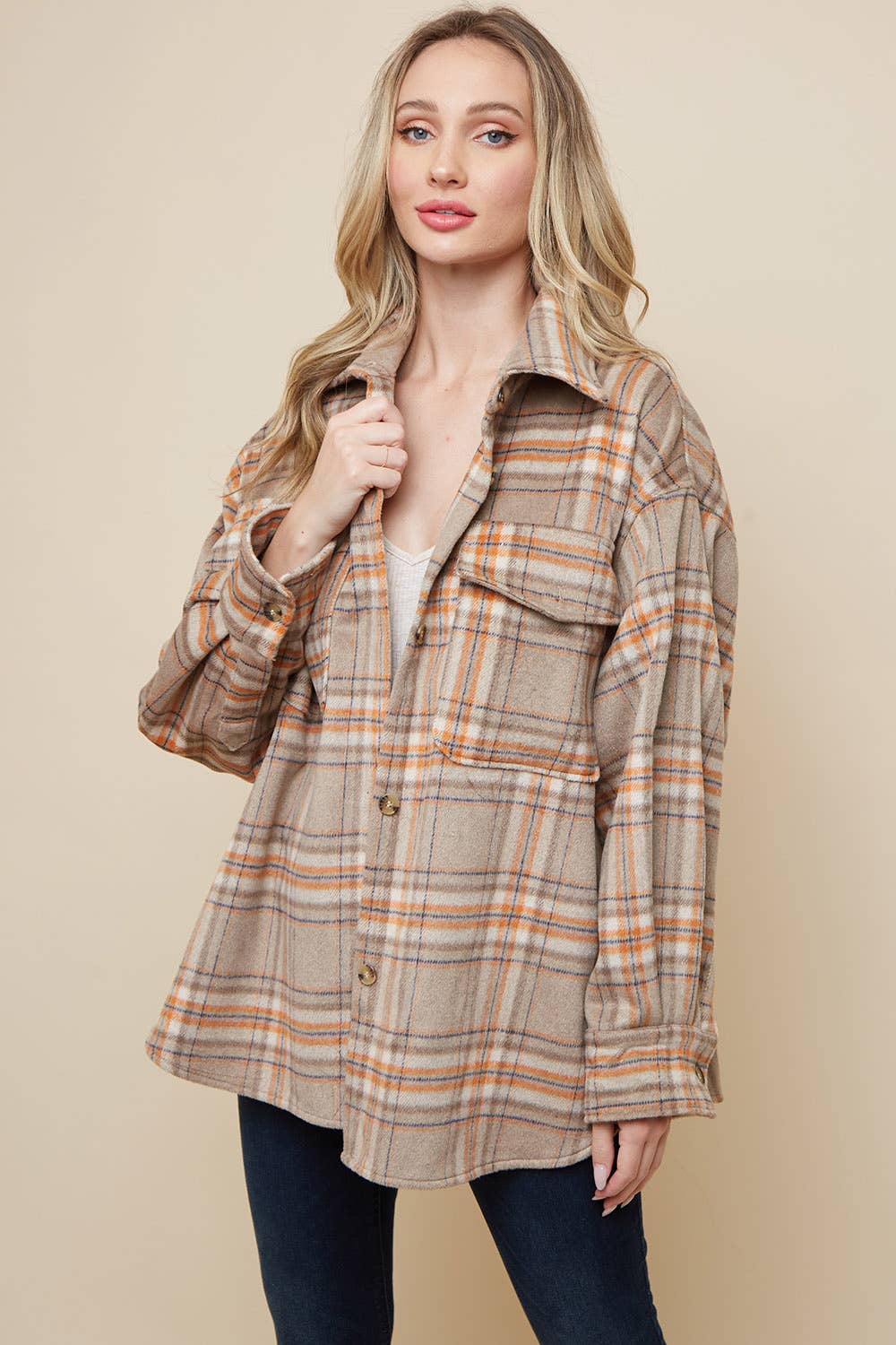 Saints & Hearts – wholesale Skjortjacka/jackett – Dam – SIJ5166D TJOCK STICKAD ÖVERDIMENSIONERAD RUTIG SCHACKET MED FICKOR2