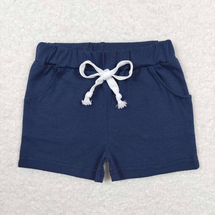 Short d'été en coton avec poches bleu marine pour bébés garçons pour la vente par Aier Wholesale