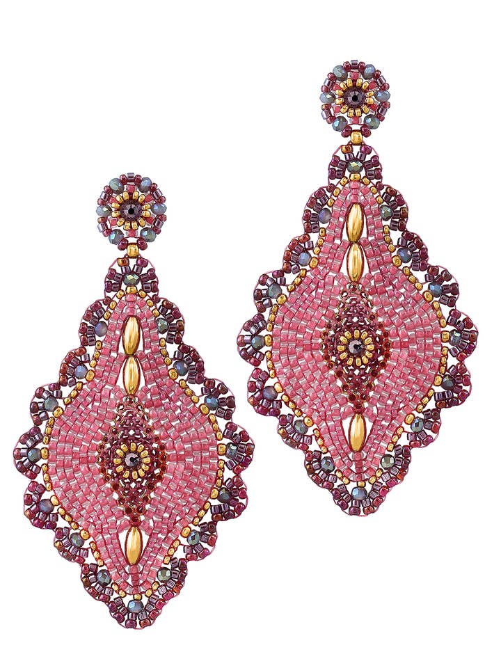 Overdimensioneret Fancy Teardrop ørering i lyserød, stil E24224 for engroshandel hos Miguel Ases