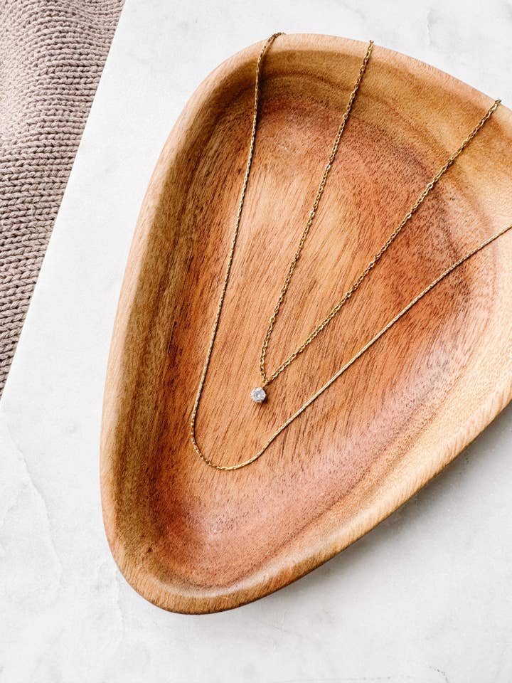 Ædelsten kæde 18K forgyldt rustfrit halskæde for engroshandel hos Whitebirch Handmade Goods