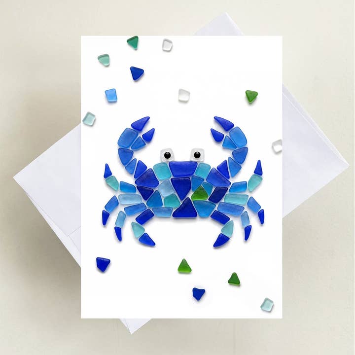 Carte de vœux en verre de mer Crabe Bleu pour la vente par LISART LLC