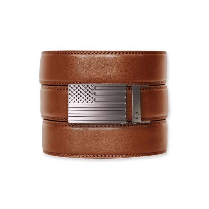 Tough Apparel – wholesale Belt – Men's – Cognac Leather Ratchet Belt & Buckle Set1