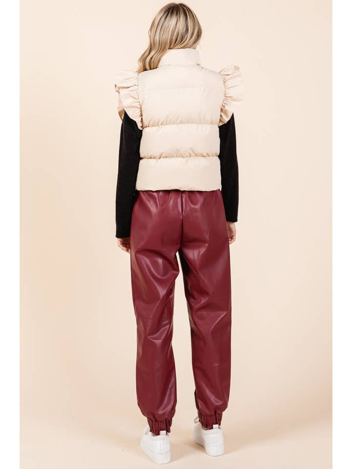 GeeGee x Lovelo - Wholesale Outerwear Vest - Women's - Plus Ruffled Sleeve Puffer Vest, MJ4501PL28