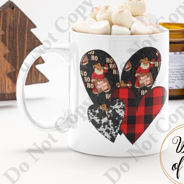 Coffee Mug - Country Christmas Heart Trio por atacado de Words of Ivy
