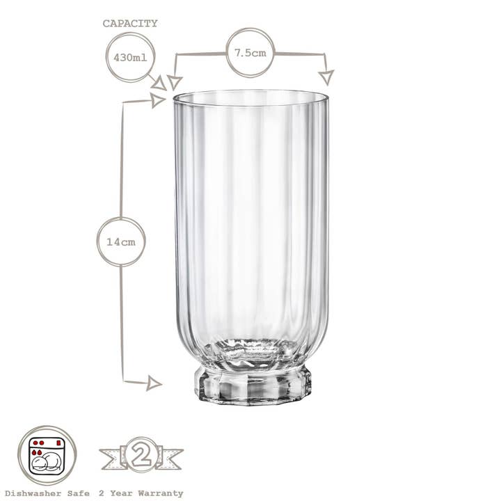 Rinkit Ltd - Wholesale Cocktail/Liquor Glass - 430ml Florian Highball Glass - By Bormioli Rocco