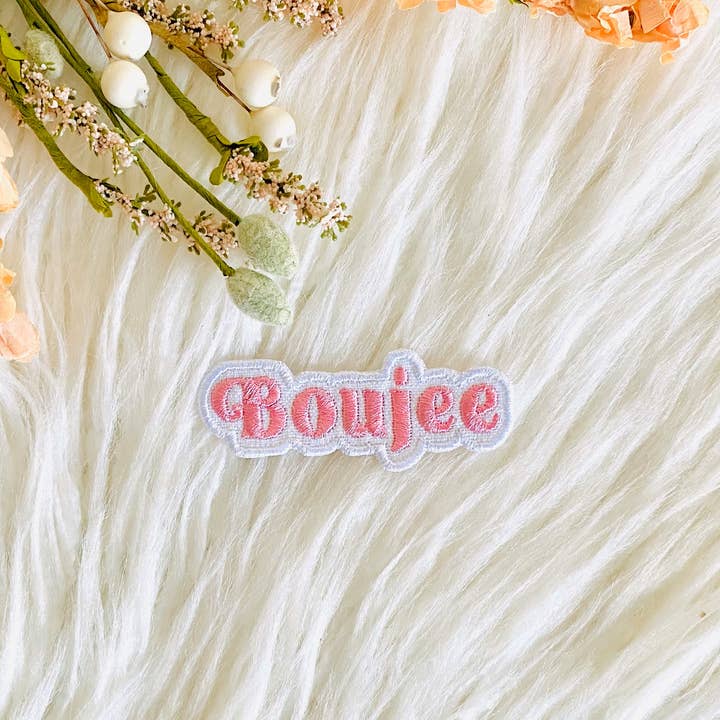 Boujee embroidered hat patch for wholesale by R & R Stitched