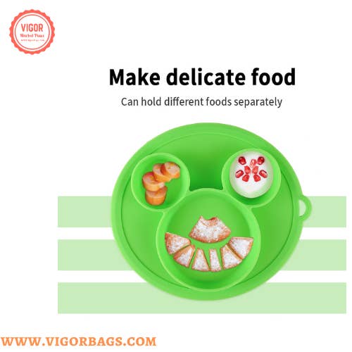 Mezclar y combinar colores Plato con mango de silicona, con ventosa, plato dividido, plato para bebés y niños pequeños, sin BPA, apto para microondas y lavavajillas, pedido mínimo de 10 unidades de venta al por mayor en Faire