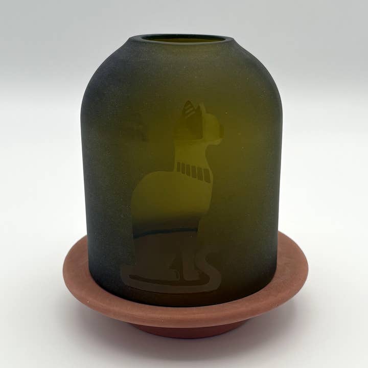 Lanterne en verre recyclé - Bastet pour la vente par Dandarah (Ships from Canada)