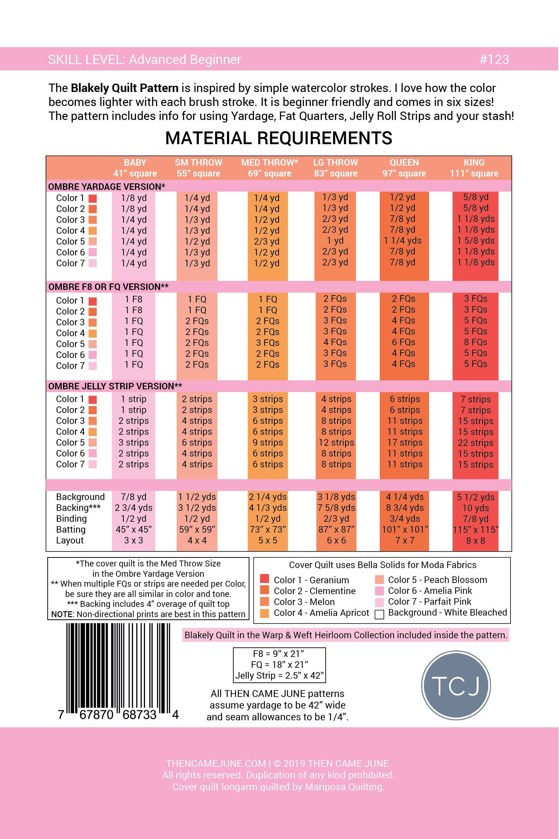 Then Came June – wholesale Craft sewing kit – Blakely Quilt Pattern - Printed2
