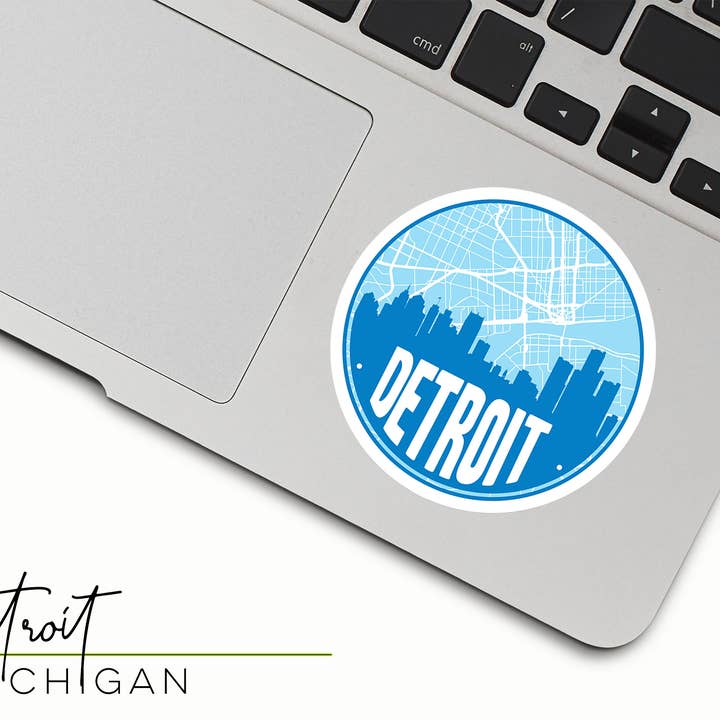 Detroit Michigan map vinyl sticker | Multiple colors for wholesale by Paperfinch Design