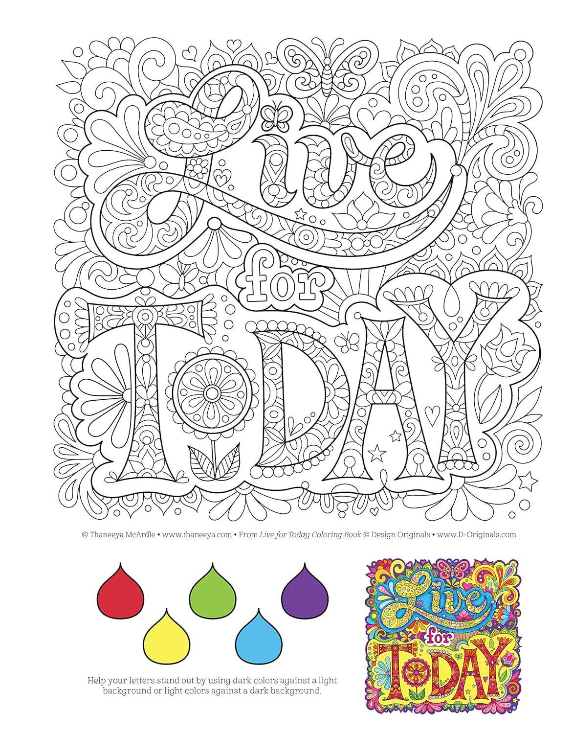 Fox Chapel Publishing - Wholesale Coloring Book - Adult - Live for Today Coloring Book2
