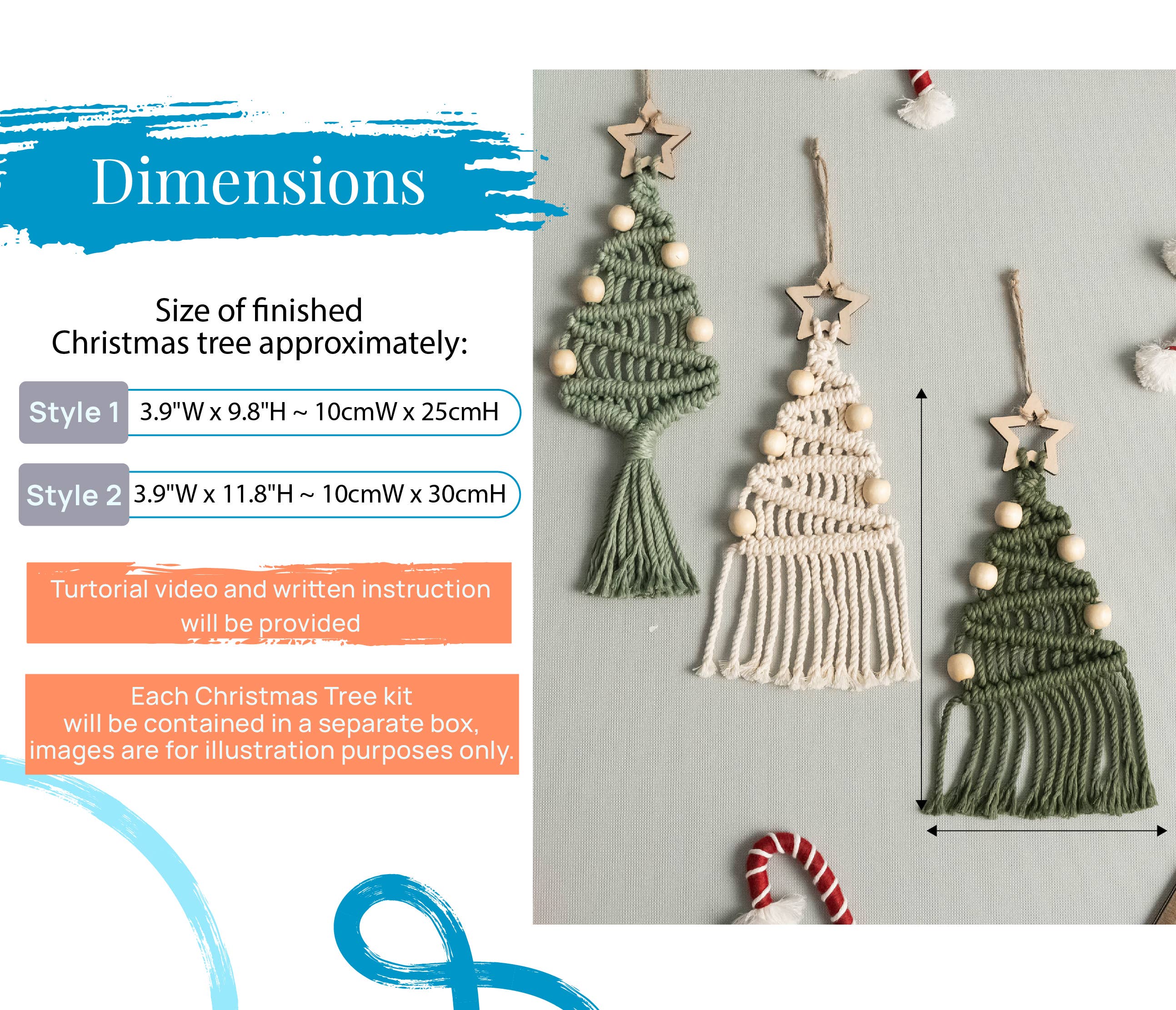 BeanDaikon – Engroshandel DIY-hobbysæt – DIY kit til macramé juletræ K241