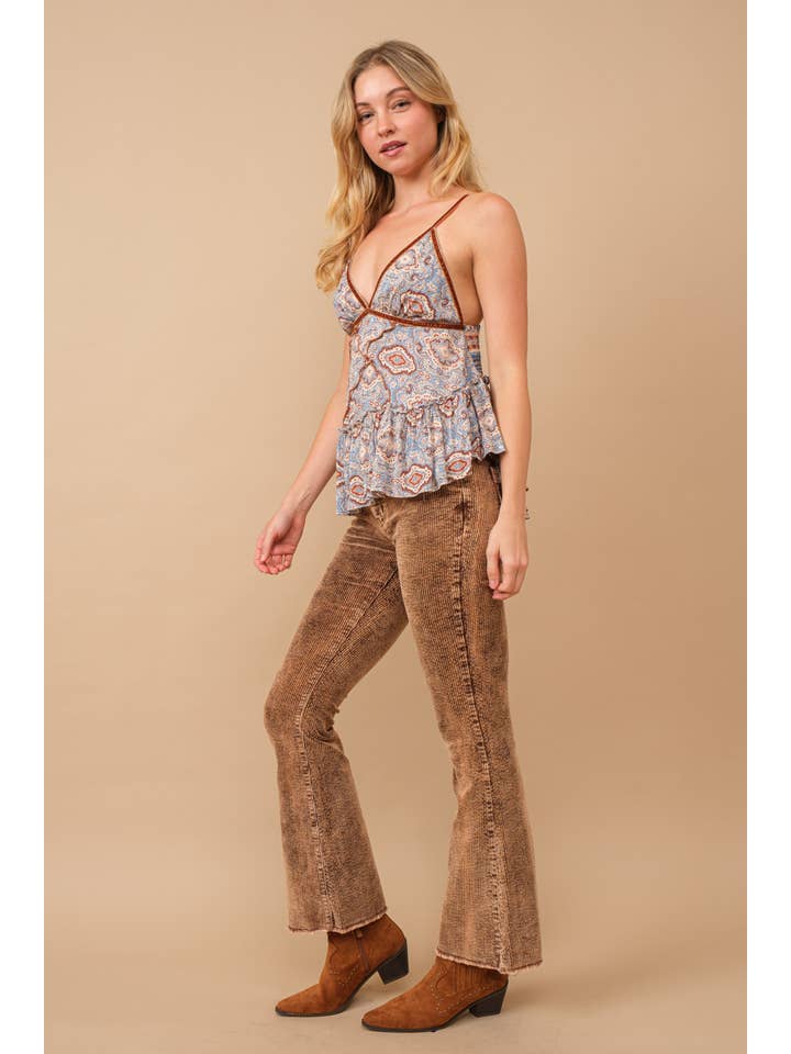 Blue B - Vendita all'ingrosso Canotta - Donna - 34417T - Canotta in velluto con stampa etnica in rayon increspato10