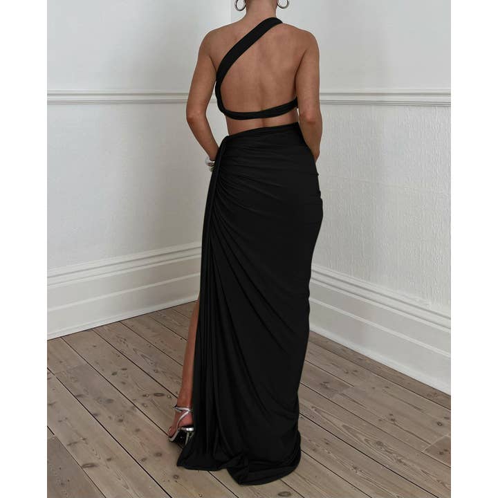 HIDDENBRAND - Wholesale Top & Skirt Set - Women's - New Sexy Backless Top Split Half-body Skirt Set3