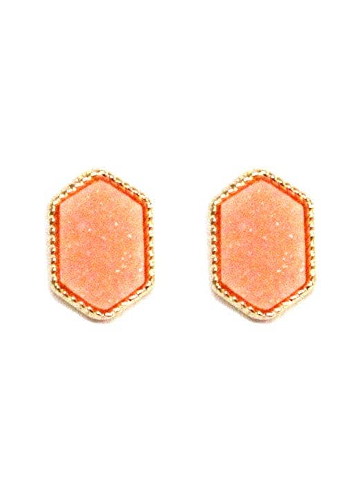 MiMi Wholesale - Wholesale Stud/Post Earrings - VE2334 Peggy Druzy Hexagon Post Earrings7