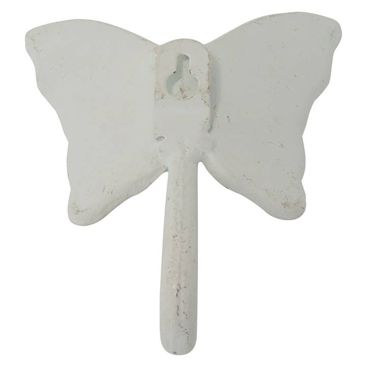 Foreside Home & Garden - Wholesale Wall Hook - Flora White Rustic Antique Metal Butterfly Wall Decor Hook6