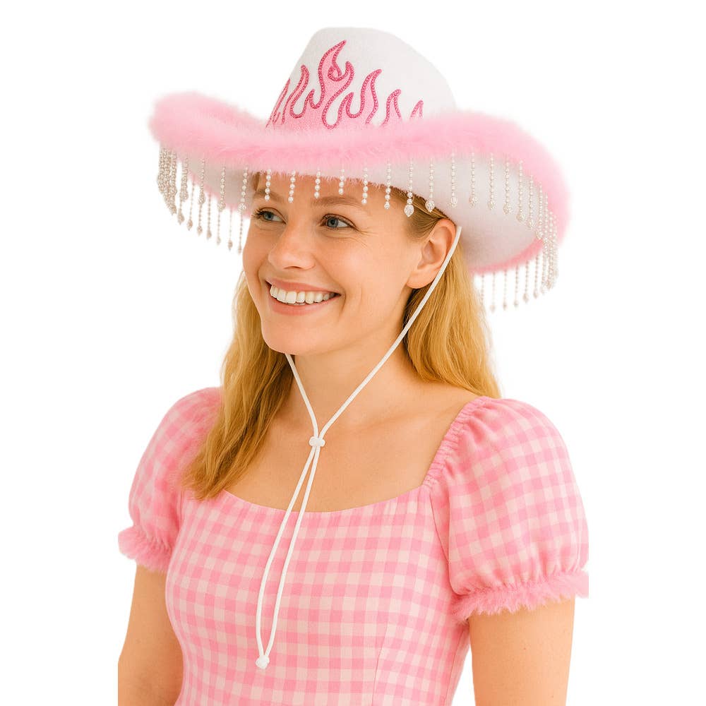 Stylex Party - Wholesale Cowboy Hat - Women's - Deluxe Cowgirl Hat with Diamond Tassels Fancy Dress1