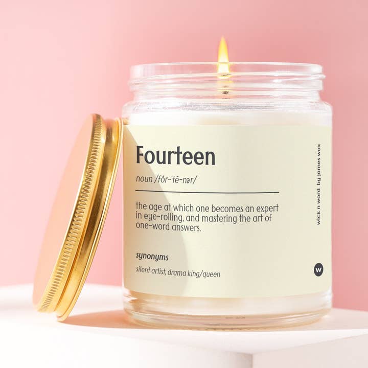Cadeau personnalisé pour 14e anniversaire The Fourteener Age Definition, bougie cadeau pour 14e anniversaire A014 pour la vente par Wick n Word