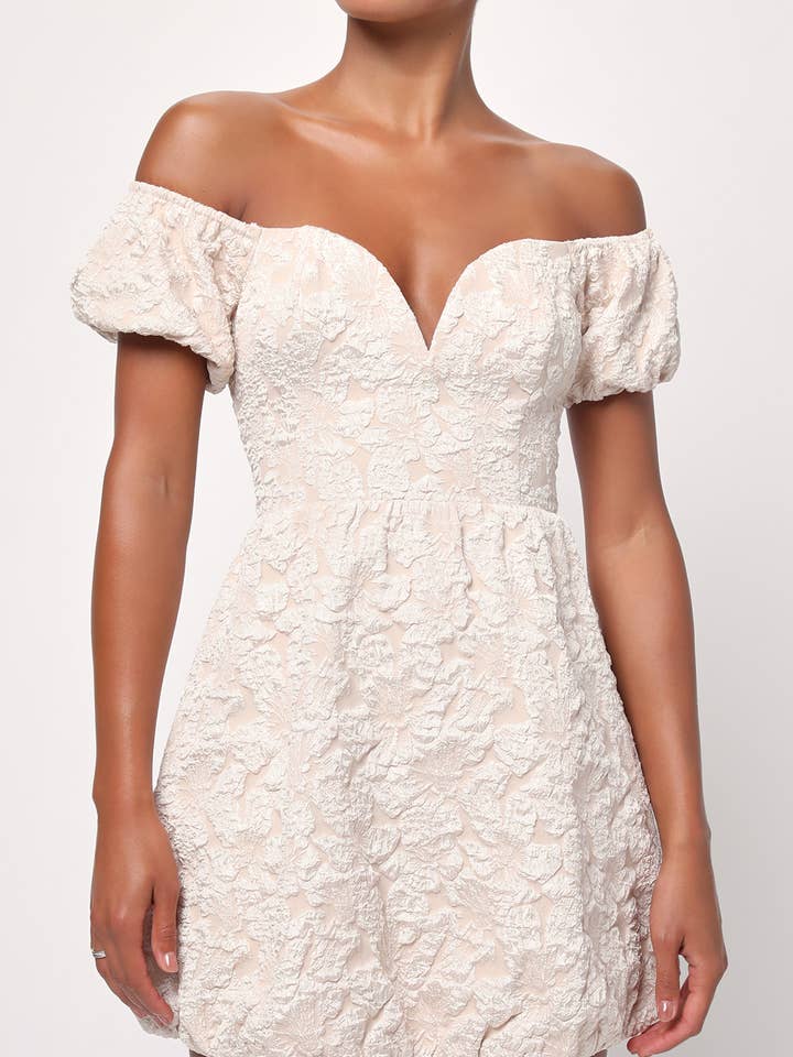 Avery Jacquard Puff Sleeve Mini Dress for wholesale by Lulus