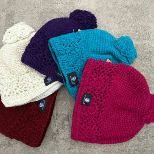 Gorro de punto a mano 100% lana con forro polar unisex. para venta al por mayor de Lungta Imports