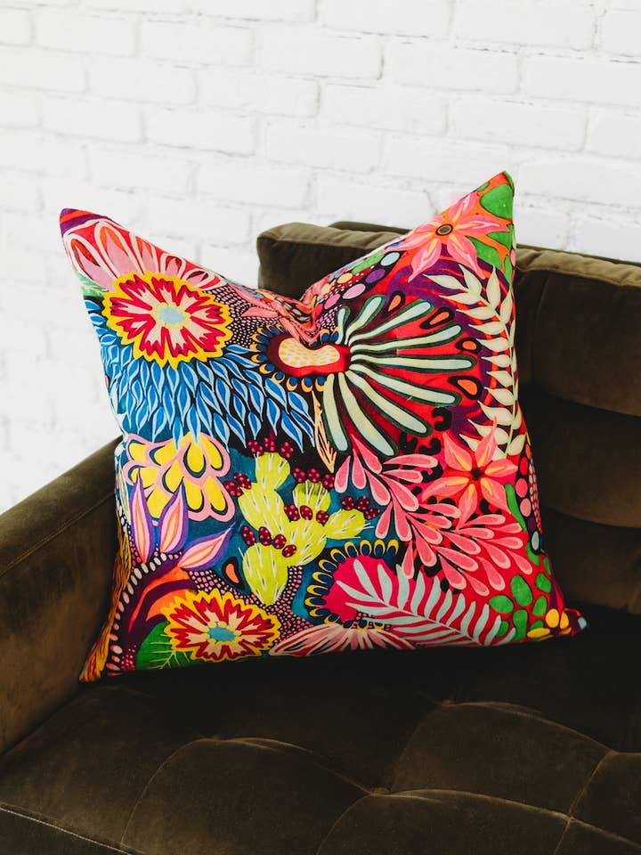 Fiesta Floral Linen Euro Pillow Cover for wholesale by Winton and Waits