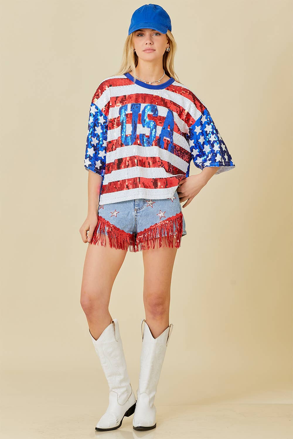 MEHRFACH 4. Juli USA Crop Top mit Pailletten für den Großhandel auf Faire3