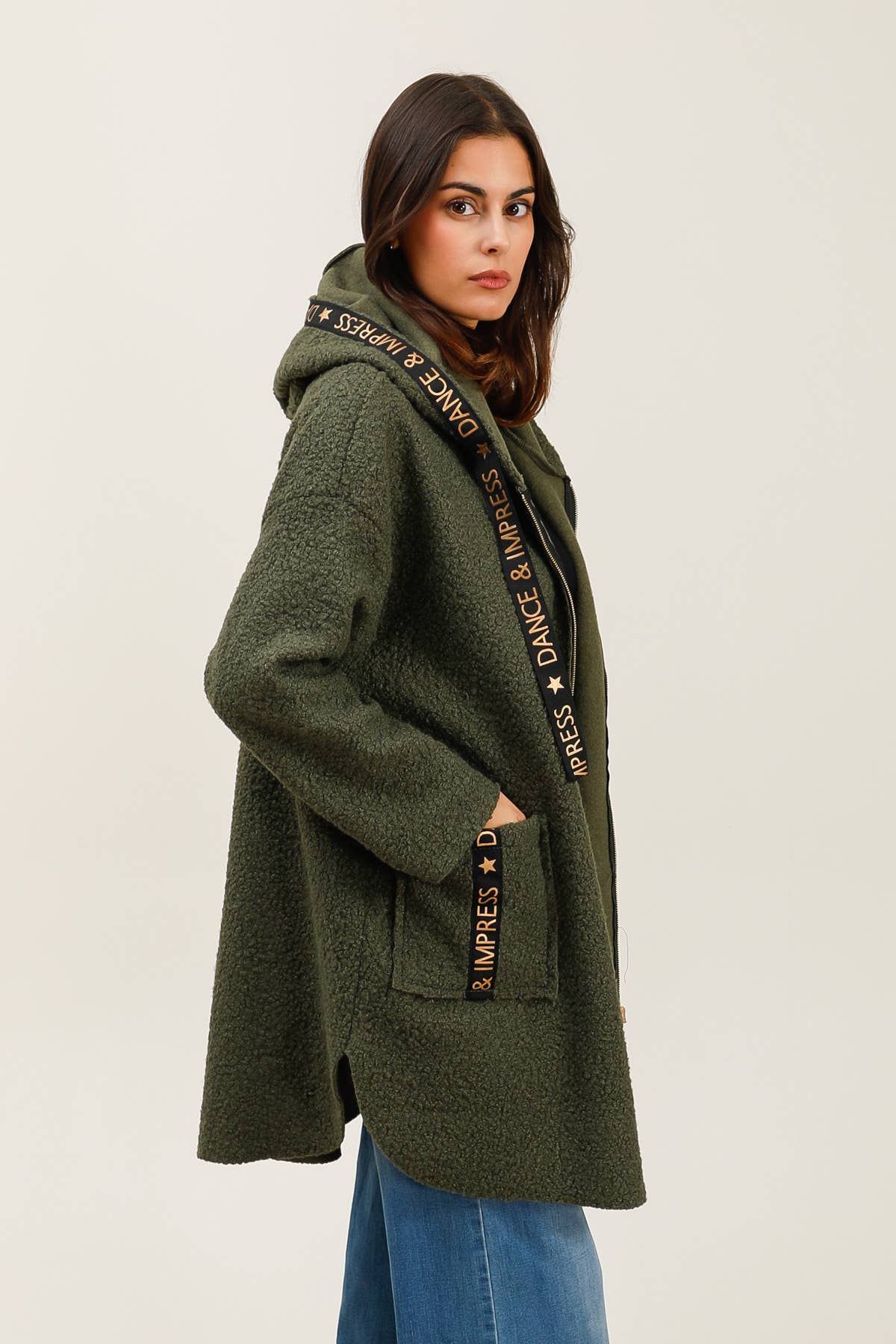 Lucky Nana - Wholesale Coat - Women's - AH 22173 - Boucle Fabric Coat2