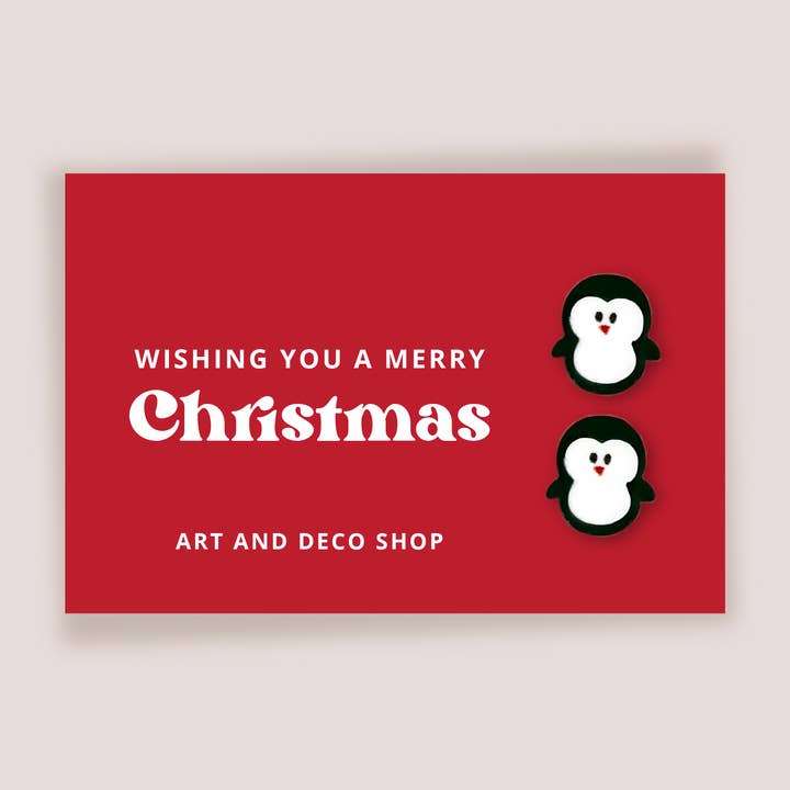 Jolies boucles d'oreilles en forme de pingouin pour la vente par Art and Deco Shop