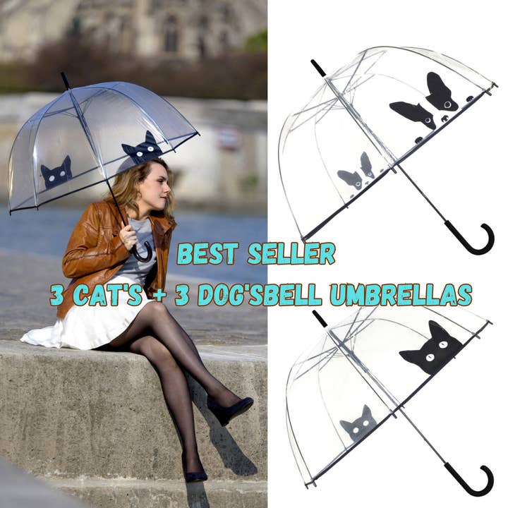 SMATI - Wholesale Umbrella - Unisex - Transparent Umbrella Resistant Cat and Dog