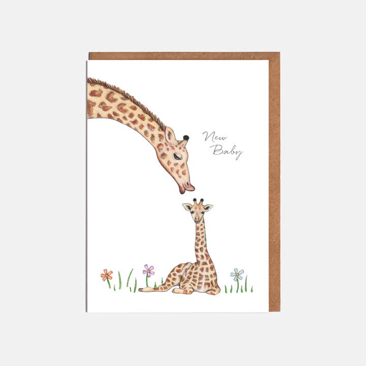 Lottie Murphy - Wholesale Baby Card - Giraffe New Baby Card - 'New Baby'