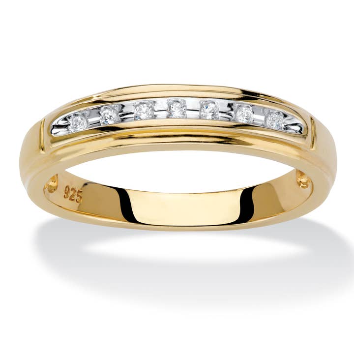 Men's Diamond Accent Wedding Band in 18k Gold-plated Silver for wholesale by PalmBeach Jewelry