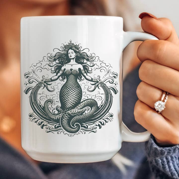 Tasse sirène vintage en céramique 15 oz pour la vente par FizzCandy Jewelry