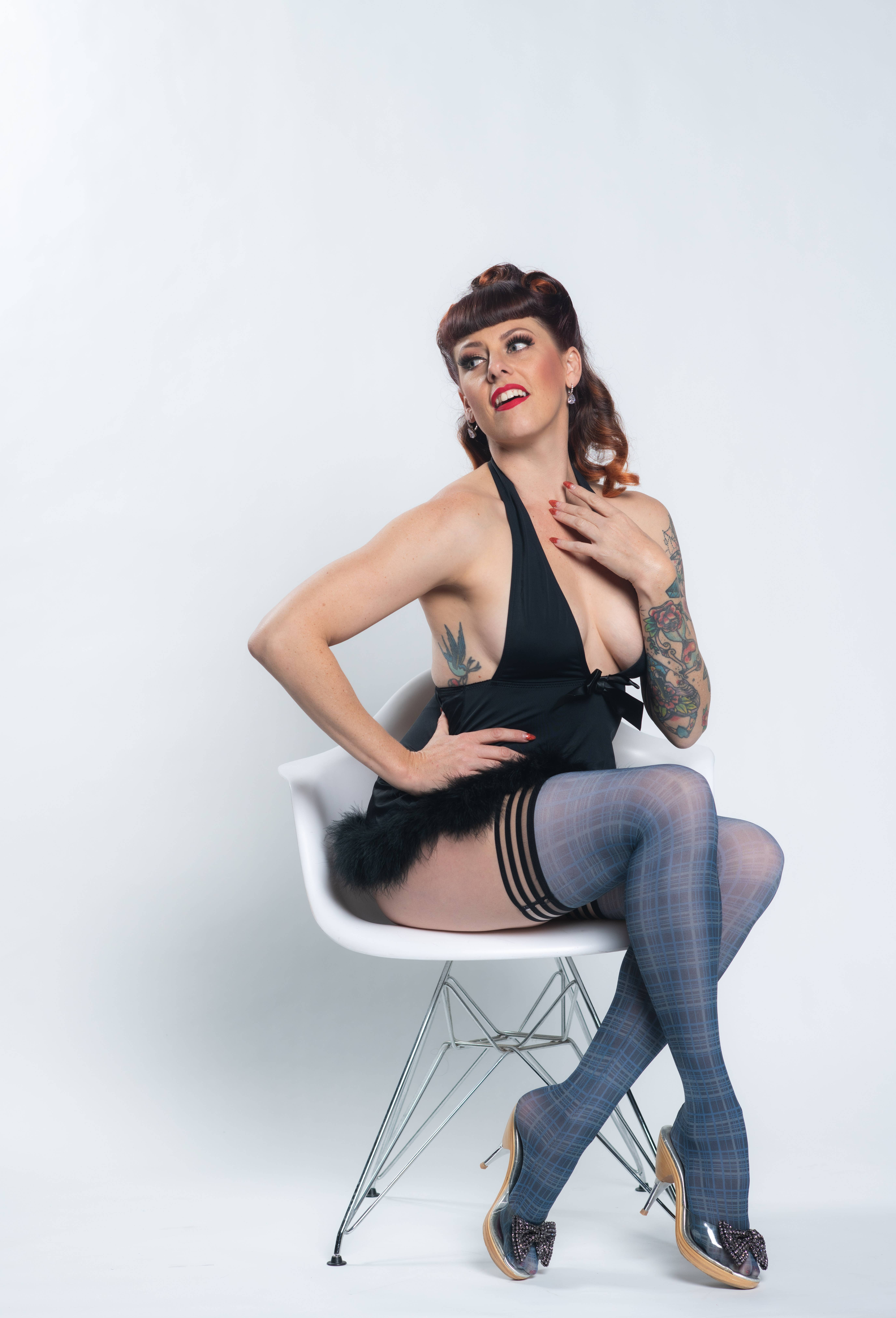 Kix'ies - Wholesale Stockings - Women's - Hosiery- Debbie Semi-Opaque Blue Plaid Thigh-Highs Stockings6