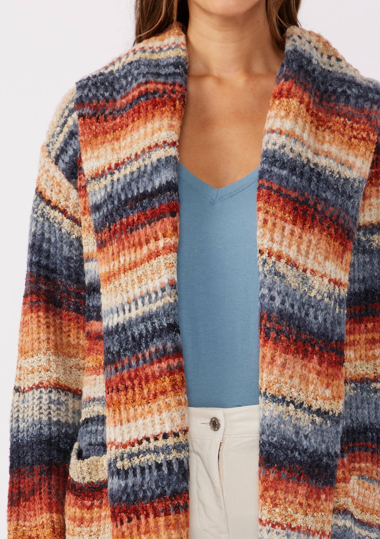 Lovestitch - Vente Cardigan – femme - Cardigan ouvert à manches longues en tricot Space Dye11