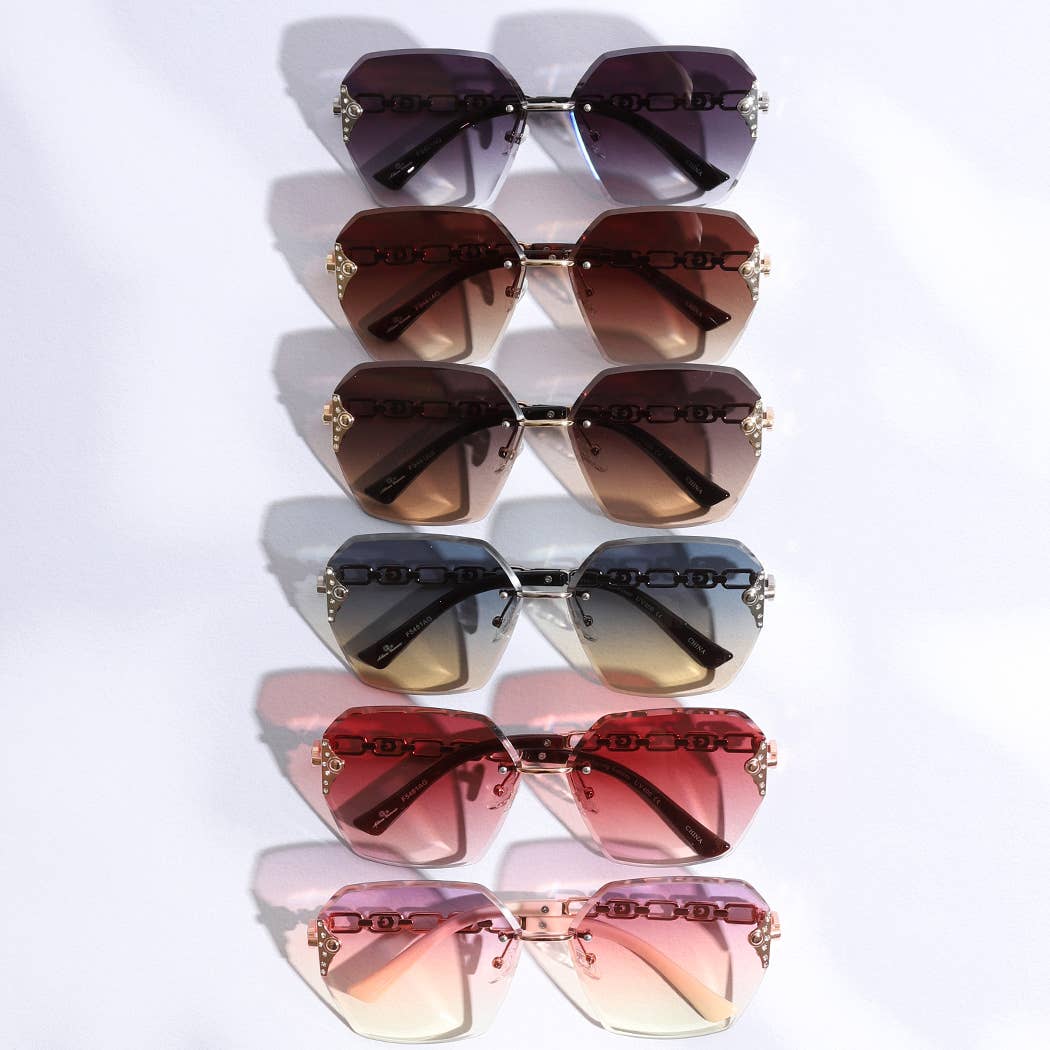  ASSORTED COLOR Hexagon Lenses Linked Design Legs Sunglasses for wholesale on Faire2