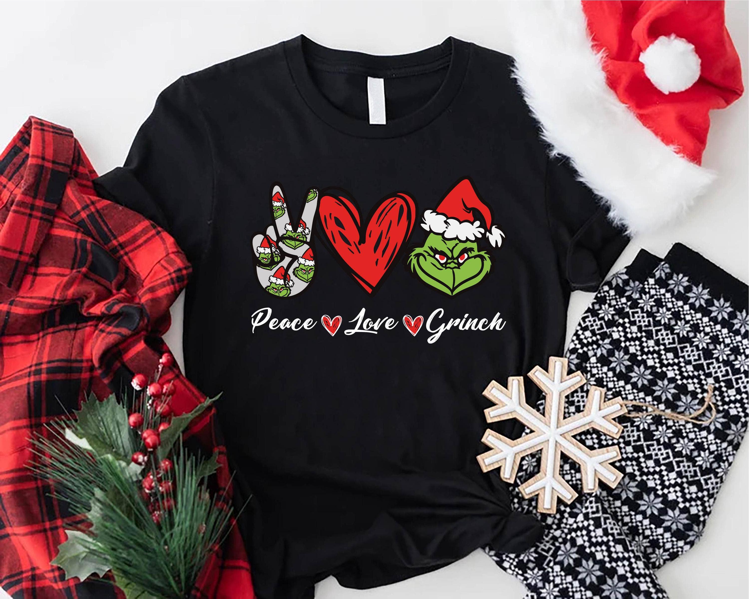 TheKingShirt - Wholesale Graphic Sweatshirt - Women's - Peace Love Grinch Christmas Tee Family Xmas Holiday Gift2