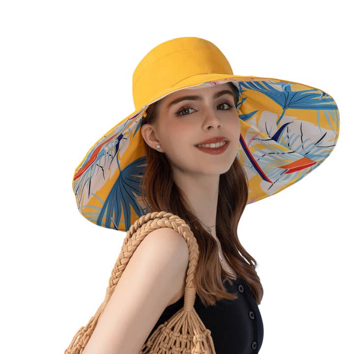AK Brand - Wholesale Straw Hat - Women's - Wide Brim Floppy Sun Hat with Colorful Printed Underside UV Protection Lightweight Foldable Design for Outdoor Use24