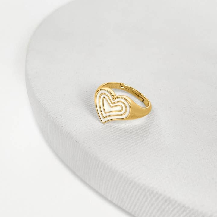 Deco Heart Signet Ring (Ivory) - Gold for wholesale by Fortune & Frame