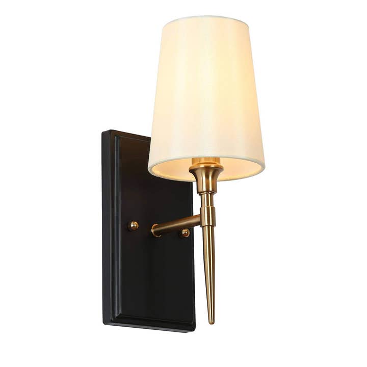 Sanant 1-Light Black and Gold Wall Sconce for wholesale by Belles Lighting
