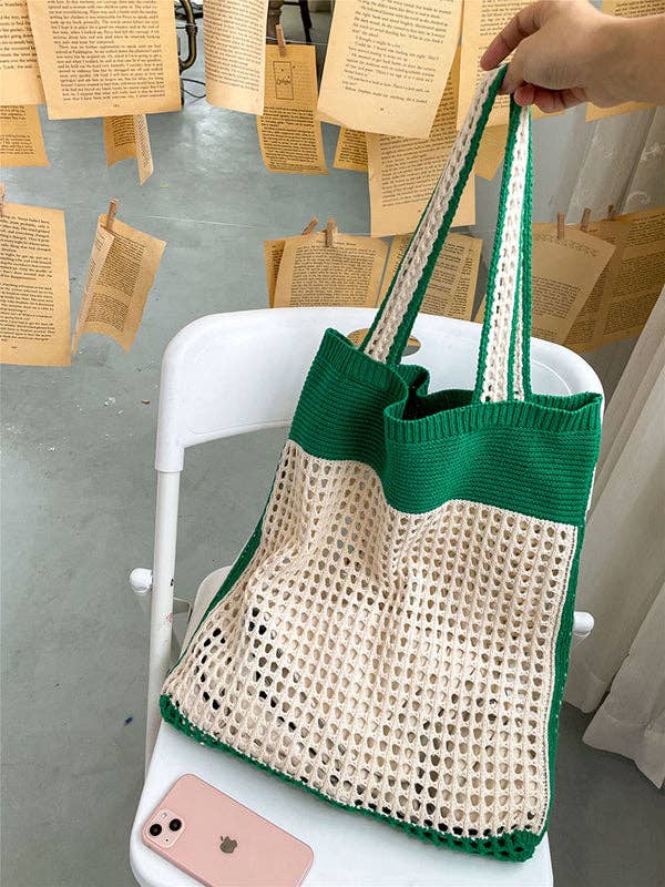 UZ Wholesale Store – wholesale Beach bag – Beach Contrast Color Hollow Bags Accessories10