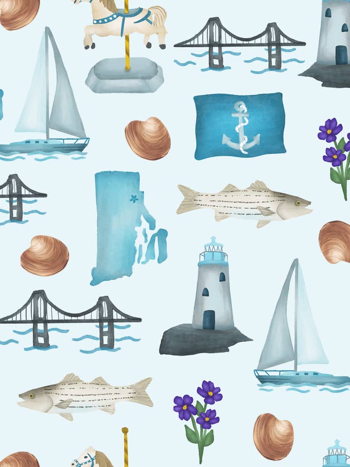 Pyjama en bambou RHODE ISLAND State pour la vente par With Love, From Collection