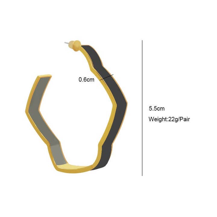 Zig Zag Oorbellen - Zwart/Grijs voor wholesale door QuayL Designs