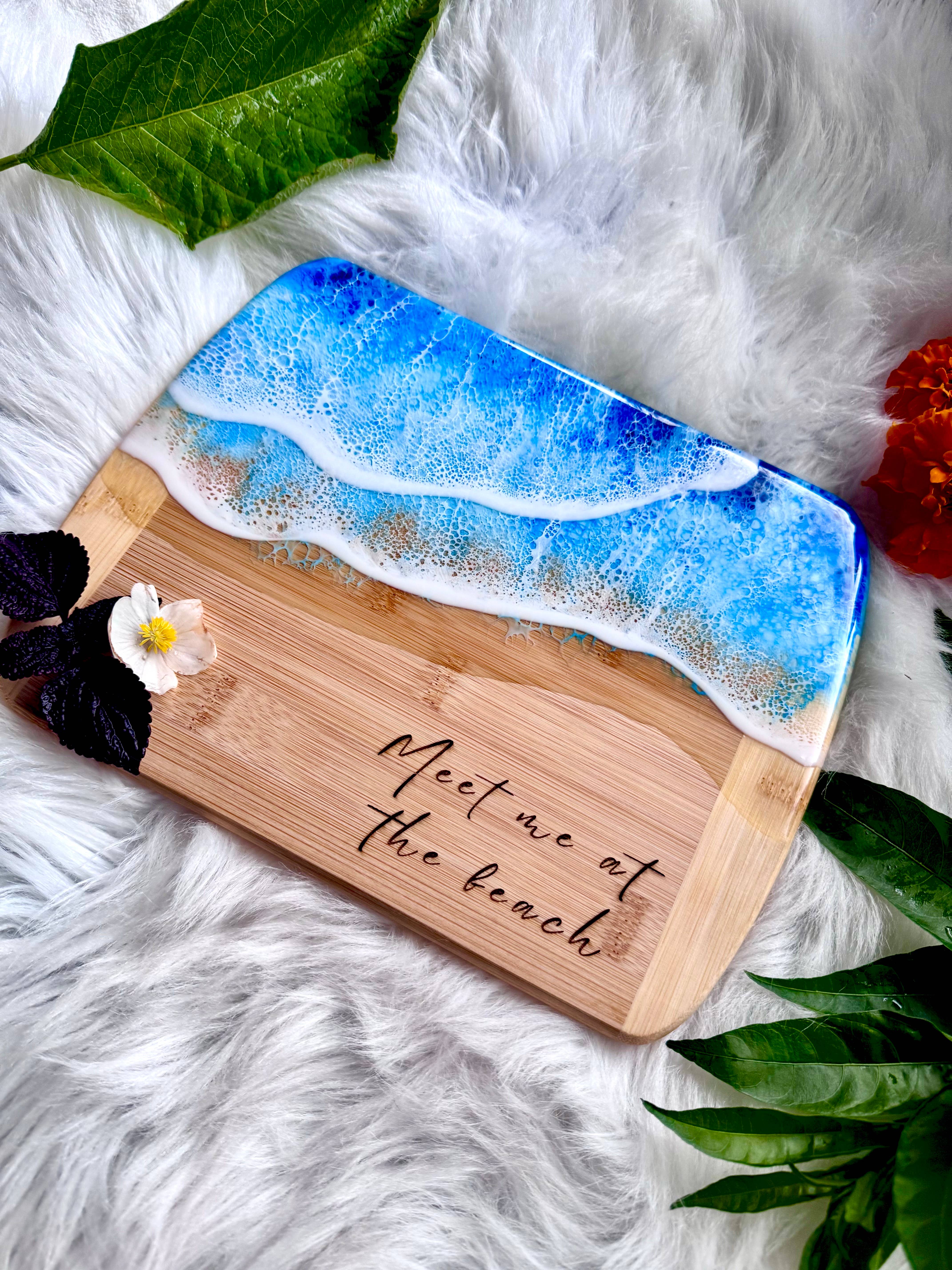 TBM Creations LLC - Wholesale Cutting Board - MEET ME AT THE BEACH Charcuterie board | Resin Cheese board2