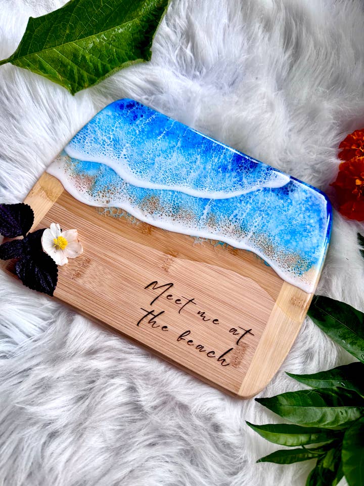 MEET ME AT THE BEACH Charcuterie board | Resin Cheese board for wholesale by TBM Creations LLC